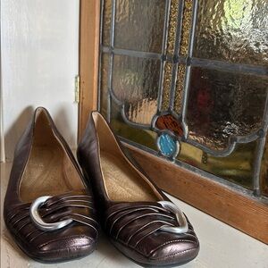 Naturalizer Brown Flats with Silver Accent